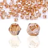 Cuentas sueltas de cristal de dos puntas con borde superior, de 4 mm, para manualidades, accesorios de joyería