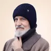 Chapéu para pessoas de meia-idade e idosos homens inverno quente proteção para as orelhas homem velho pai avô chapéu de lã tricotado grosso homens inverno