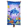 Millones de Artículos en Stock, Mundo Submarino Transfronterizo Estampado de Delfín Absorbente Secado Rápido Toalla de Playa, Toalla de Baño Portátil, Diseño Personalizado Disponible