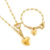 Collar y pulsera de acero inoxidable con forma de corazón y hebilla de temperamento europeo y americano con forma de rueda de tarjeta para mujer