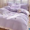 Juego de Cuatro Piezas Bordado de Dibujos Animados en Algodón Lavado Estilo Princesa Juego de Cama de Tres Piezas de Imitación de Algodón Juego de Cuatro Piezas Estilo Princesa