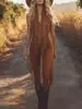 Mono Chaleco de Ante Marrón con Borlas Estilo Western Vintage