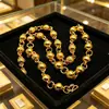 JL045 Joias de ouro europeu latão banhado a ouro 24k Fornecimento WeChat colar de contas redondas de 10mm caractere fu