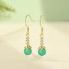 Brincos de Ágata Verde Verão Novo Chinoiserie Prata 925 Tendência Nacional Brincos Longos em Forma de Gota Acessórios de Nicho Femininos