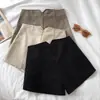 Pantalones Cortos de Lana de Cintura Alta para Mujer Otoño Invierno 2026 Nuevo Estilo Coreano Ins Estudiante Casual Adelgazantes Versátiles Ropa de Abrigo Pantalones de Pierna Ancha en A