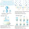 Amazon Azul Ganso Bobo Decoração de Festa de Aniversário Suprimentos Bandeira Balão Topper de Bolo Enfeites Pendurados Espirais Conjunto de Cinco Peças