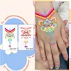 Dia das Crianças Adesivo de Tatuagem Princesa Pintado à Mão Colorido Elsa Princesa Flor Azul Pulseira Braço À Prova d'Água e Duradouro