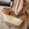 2026 Nova Bolsa de Corda de Algodão de Grande Capacidade para o Dia a Dia, Bolsa de Palha Feminina de Verão, Bolsa Simples Casual para Praia, Litoral e Férias