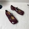 Zapatos Planos de Piel de Vaca Barnizada, Cordones, Suaves, Frescos y Elegantes, para Primavera y Verano