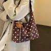 Bolso de Mano de Moda Casual Nuevo 2026 Bolso de Hombro para Mujer de Gamuza Estilo Coreano para Viajes Cotidianos Bolso de Nicho con Lunares de Terciopelo