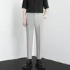 Pantalones Cropped de Alta Gama para Hombre de Primavera, Pantalones de Traje Rectos Sueltos, Pantalones de Vestir de Color Sólido Versátiles con Caída