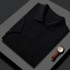 Fina Primavera e Verão Amoreira Seda Manga Curta Base Masculina Negócios Casual Gola POLO Lã Penteada Malha Meia Manga Camiseta