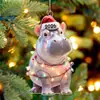 Amazon Nuevo 2026 Navidad Colgante Acrílico Animal Sombrero de Navidad Transfronterizo Decoración Árbol de Navidad Colgante Venta al por Mayor
