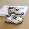 Zapatos de princesa de lunares para niñas, nueva colección primavera/otoño 2026, con ribete de encaje, lazo y cierre de velcro, zapatos de cuero de suela blanda para bebés