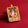 Tangka Personalizado Pintado a Mano Dorado Vida Pasada y Presente Zorro Hada Tangka Colgante de Zorro Amuleto Budista Collar Conmemoración de Viaje a Wutai