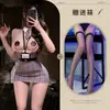 Hemei Lencería Sexy Falda Sexy de Secretaria Ajustada al Cuerpo Qqny Pijama de Deseo Puro Uniforme Coqueto Conjunto de No Quitarse para Mujer