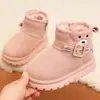 Botas de Nieve para Niñas 2026 Invierno Nuevas Impermeables Botas Infantiles Zapatos Grandes de Algodón Botas Cortas para Estudiantes Niños Medianos y Grandes Zapatos Grandes de Algodón