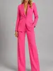 Traje casual europeo y americano, top de cuello de moda ajustado, blazer, pantalones de pierna ancha de color liso, ropa de mujer transfronteriza de Amazon