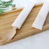 Tenedor de madera desechable biodegradable ecológico de embalaje individual de 160 mm para ensalada para llevar comercial 400 piezas por caja