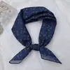 Pañuelo Cuadrado de Flores de Anacardo y Paisaje para Mujer 58X58 Algodón Transpirable Popular Pañuelo para la Cabeza Pañuelo Delgado Retro Europeo y Americano