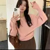 Suéter jacquard con letras estilo japonés y coreano 2026 para mujer, nuevo top de punto negro de manga larga para otoño, capa base para superponer, transfronterizo