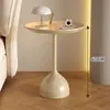 Mesa auxiliar sencilla para apartamento pequeño, mesa redonda pequeña de hierro, mesa auxiliar de sofá estilo crema, mesa de centro pequeña, mesa de noche, mesa de centro de hierro, mesa de esquina