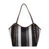 Bolso Cesta de Verduras de Color Contrastante Bolso de Mujer Moda Transfronteriza Bolso de Hombro de Lona Minimalista Textura de Alta Gama Bolso Tote de Gran Capacidad