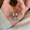 Pendientes de Diamante Doble Ovalados de Lujo para Colgar en la Espalda, Pendientes de Lujo Ligero de Huevo de Paloma de Nicho de Gama Alta Europea y Americana al por Mayor