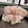 "¡Sin pelo! Anillo para el pelo de Chifón con Estampado de Tinta, Lazo Grande "Estilo Nacional" Anillo Elástico Alto para el Cabello Accesorios de Mujer con Mismo Estilo Floral Grande