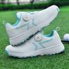 Zapatos de Golf para Hombres y Mujeres Pareja Impermeables Perilla Automática Cordón Retráctil Tacos de Fijación Antideslizantes Tenis para Exteriores para Adultos