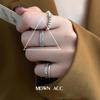 Anillo de plata de ley 925 con personalidad apilada y estilo hipster para mujer, con cuentas de cara sonriente combinadas, cadena y bolas, anillo elástico estilo ins.