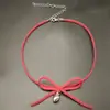 Estilo Coreano Estilo Pura Pasión Cadena para Clavícula Lazo Plata Pequeño Corazón Collar Gargantilla Estilo Dulce Fresco Joyería