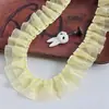Gasa de nieve de doble capa de 4 cm de ancho con encaje plisado para combinar con todo tipo de prendas, puños, cuello, abanico, almohada, falda de muñeca, decoración