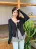 Novo Estilo de Início de Outono Tamanho Plus Feminino Doce Renda Patchwork Poá Manga Longa Falso Duas Peças Top