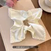 Lenço quadrado de tecido estilo coreano, elástico de cabelo grande, acessório de cabelo de renda doce e delicado, tiara de alta qualidade, rabo de cavalo, estilo francês