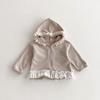 Chaqueta con capucha y cremallera de encaje para niña, talla pequeña y mediana, chaqueta infantil estilo coreano, ropa infantil 2025 nuevo estilo primavera y otoño