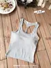 Top de tirantes de punto para mujer, verano, una pieza, con almohadilla de sujetador, halter, espalda en T de chica picante, espalda bonita, prenda exterior versátil, ropa para mujer