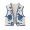 Aliexpress Cross-Border 2023 Novo Verão Vintage Bordado Floral Decorado Sem Mangas Cardigan Colete Atacado