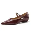 Zapatos Mary Jane Versátiles para Mujer Estilo Nuevo Primavera 2026, Zapatos de Cuero Retro con Punta Fina, Zapatos de Tacón Grueso de Boca Baja para Mujer