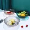 Plato de Fruta de Plástico Transparente Engrosado Cocina Sala de Estar Producción Suave Fácil de Limpiar Plato de Fruta Base Plana Cesta de Fruta