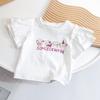 Blusa de Verano para Niña de Manga Corta 2026 Estilo Coreano Nueva Moda Versátil con Lazada Cuello Redondo Mangas Abullonadas Tendencia