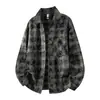 Camisa para Hombre 2026 Otoño Nueva Camisa de Manga Larga a Cuadros Tie-Dye Holgada Talla Grande para Hombre Top para Hombre