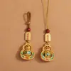 Pingente Chaveiro de Metal de Alta Qualidade, Cabacinha Oca, Estilo Chinês Cinnabar, Ornamento Fofo
