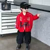 Chaqueta de Motociclista para Niños de Primavera y Otoño, Estilo Coreano, Chaqueta Casual Elegante y de Moda para Niños, Top de Moda para Niños Pequeños