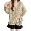 Talla grande Mujer 2025 Primavera Nuevo Nicho Moda Encaje Cuello en V Encaje Suelto Manga Larga Camisa Pequeña Top