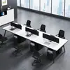 Combinação de Mesa e Cadeira para Escritório de Equipe Mesa para 4 Pessoas Mobiliário de Escritório Simples Moderno Mesa para Escritório de Equipe