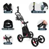 Carrinho Dobrável Pgm Golf de Quatro Rodas para Bolsa de Bolas Carrinho de Golfe Porta-Guarda-chuva Porta-Garrafa d'Água Freio Manual Carrinho de Bolas
