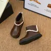Botines Cortos Estilo Dulce para Niñas con Forro de Felpa 2026 Otoño/Invierno Nuevas Llegadas Botas de Princesa tipo Martin con Adorno de Piel Botas de Piel Versátiles a la Moda