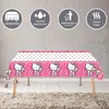 Decoraciones para Fiesta de Gatos Kt Transfronterizas Pancarta de Cumpleaños Infantil Adorno para Pastel Globo Mantel de Mesa Set Espiral Montaje de Fiesta
