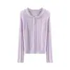 Cardigan Tricot Vazado Gola Peter Pan Branco Feminino Nova Temporada Outono/Inverno Camada Interna Top Lapela Cardigan 100% Lã Pura